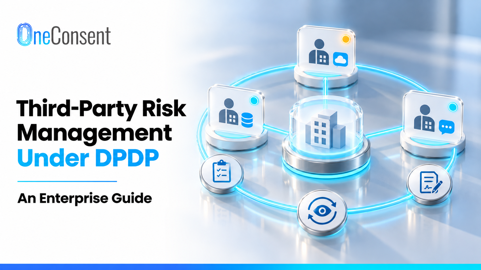 Third-Party Risk Management Under DPDP: An Enterprise Guide Banner for third party vendor risk management showing the 3 main steps for TPRM